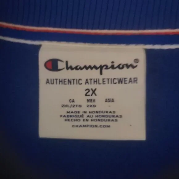 Champion Reverse Weave Crewneck Sweatshirt - Women's Blue w/Yellow Print - 2XL - Picture 6 of 9